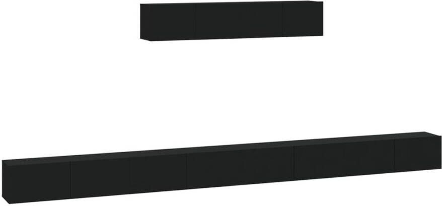 The Living Store TV-meubelset Klassieke Televisiekastenset 100x30x30cm 80x30x30cm Zwart Tv Meubel Klassieke Tv Kast Houten Tv Stand Wandmontage Tv Unit Tv Salontafel