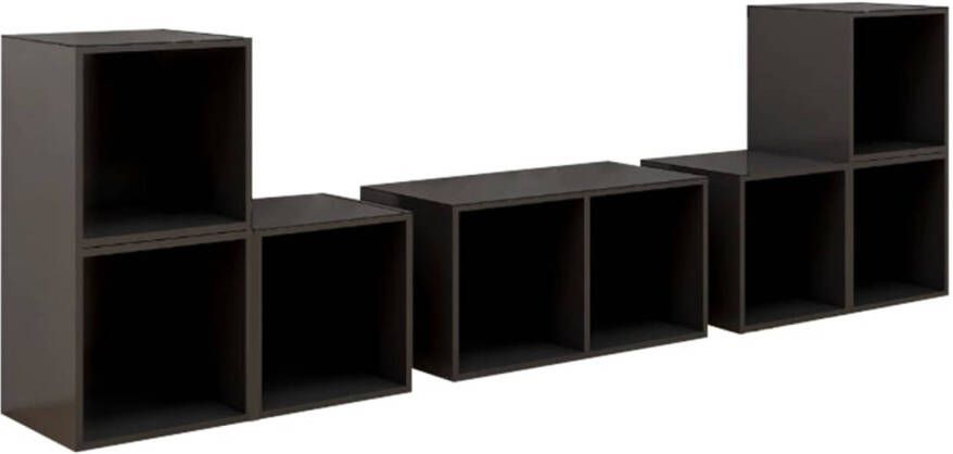 The Living Store TV-meubelset Living 37 x 35 x 37 cm 72 x 35 x 36.5 cm Hoogglans grijs Spaanplaat
