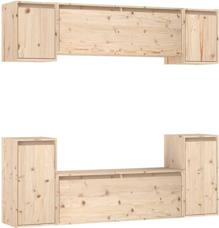 The Living Store TV-meubelset Massief grenenhout 100 x 30 x 35 cm 30 x 30 x 40 cm 30 x 30 x 60 cm - Foto 1