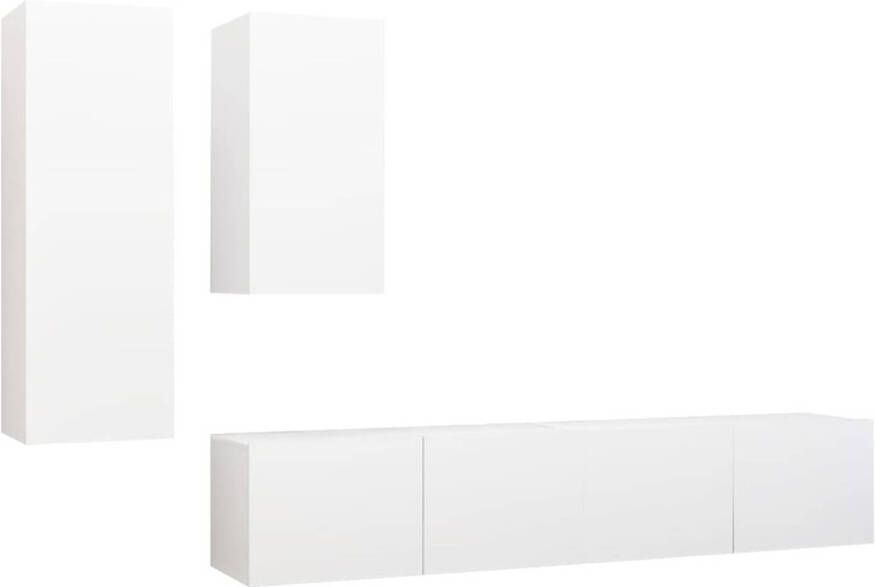 The Living Store TV-meubelset Modern Hangend Spaanplaat Wit 30.5 x 30 x 90 cm 30.5 x 30 x 60 cm 80 x 30 x 30 cm