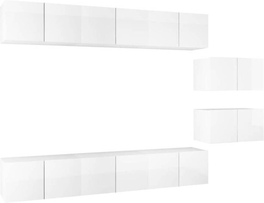 The Living Store Tv-meubelset Modern Spaanplaat Hoogglans wit 60 x 30 x 30 cm 8 stuks