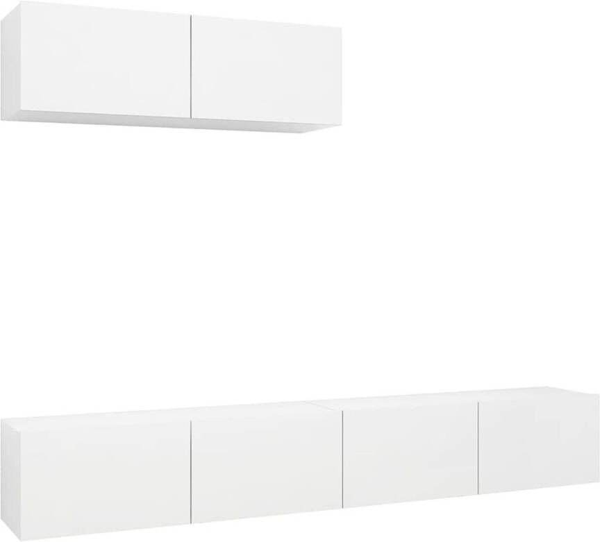 The Living Store TV-meubelset Muurbevestiging Wit 100 x 30 x 30 cm Spaanplaat Tv-meubel Houten Tv-meubel Wandmontage Tv-meubel Wit Tv-meubel Livingroom Furniture