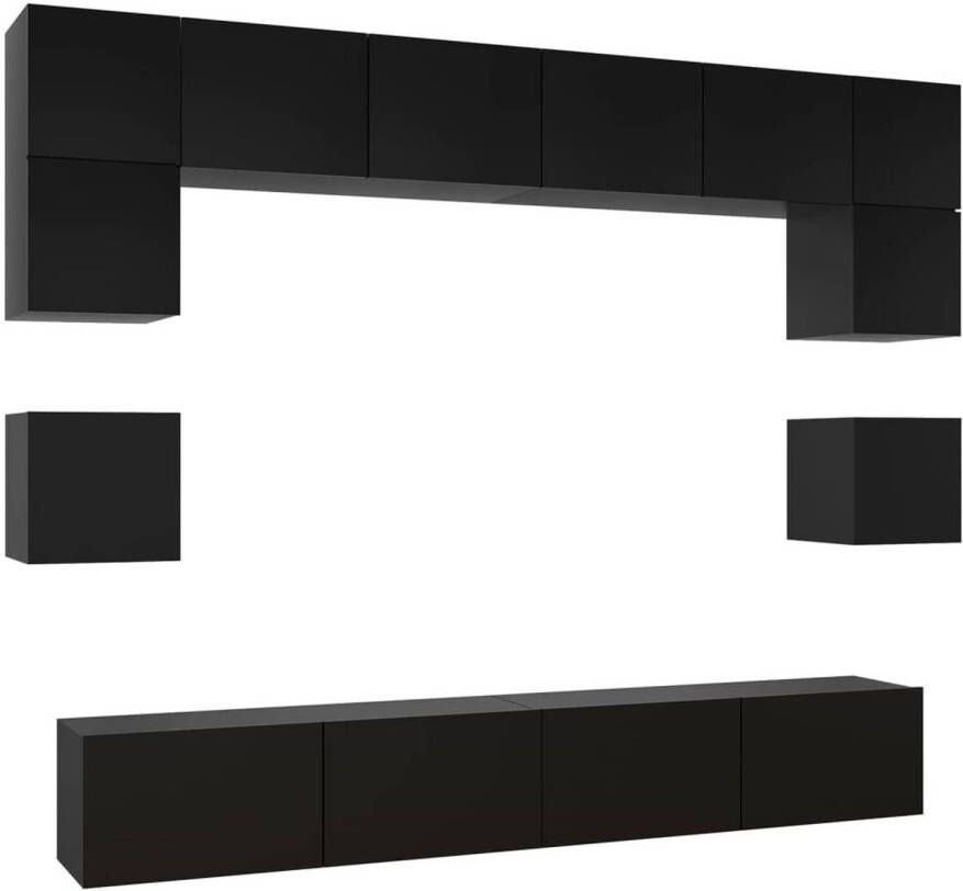 The Living Store Televisiemeubel wandmeubel set zwart 100 x 30 x 30 cm opbergruimte