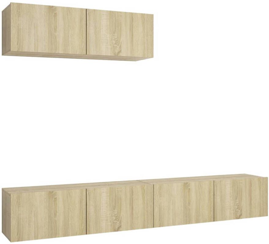 The Living Store vidaXL Salontafel Tv-meubel Tv-meubelen 3 st bewerkt hout sonoma eikenkleurig Houten Tv-standaard Houten Tv-kast Tv-meubilair