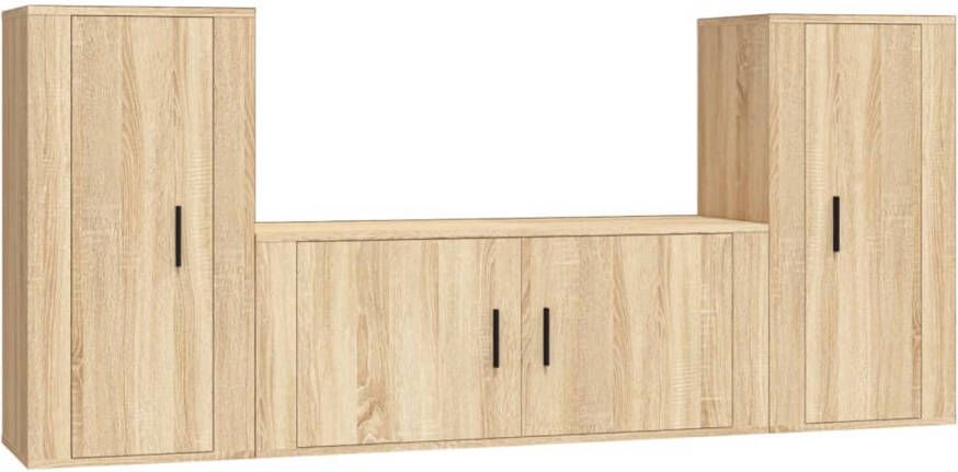 The Living Store Klassieke TV-meubelset Sonoma Eiken Trendy en praktisch design Hoogwaardig hout Voldoende opbergruimte