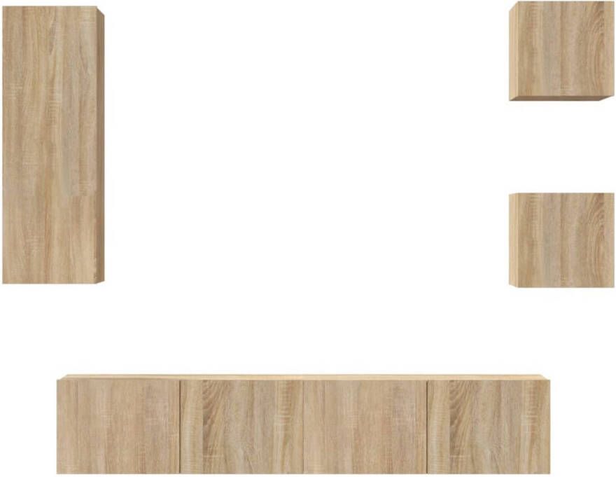 The Living Store TV-meubelset Sonoma Eiken 2x 30.5x30x30 cm 1x 30.5x30x90 cm 2x 80x30x30 cm