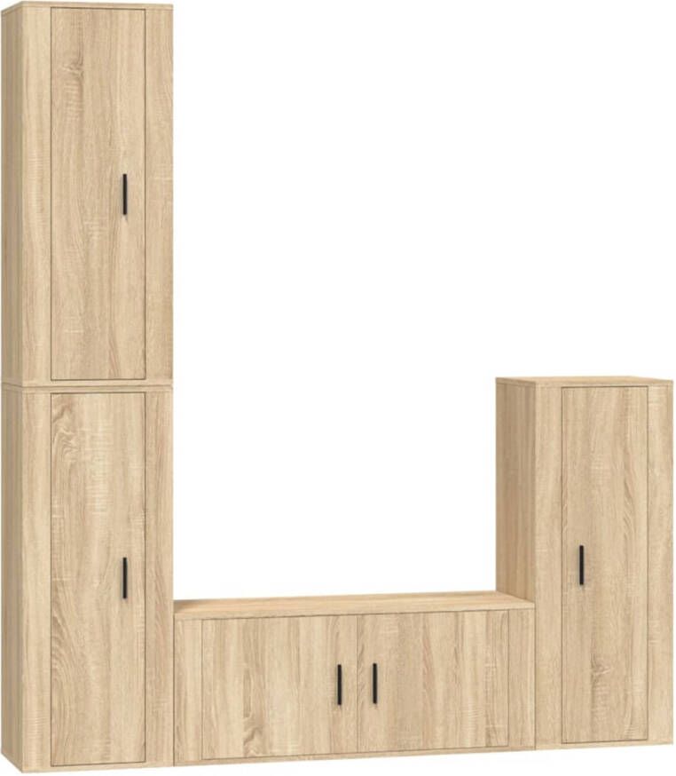 The Living Store TV-meubelset Sonoma eiken 3x 40x34.5x100cm + 1x 100x34.5x40cm