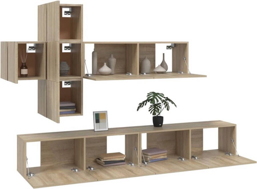 The Living Store TV-meubelset Sonoma Eiken 4x 30.5x30x30 cm + 3x 100x30x30 cm