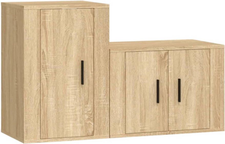 The Living Store TV-meubelset Sonoma Eiken 57x34.5x40 cm 40x34.5x60 cm TV Kast Salontafel Houten Tv-meubel Tv-opstelling Woonkamerdecoratie