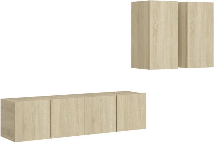 The Living Store Tv-meubelset Sonoma Eiken Wandbevestiging Inclusief 4 meubels Afmetingen- 30.5 x 30 x 60 cm 60 x 30 x 30 cm - Foto 1