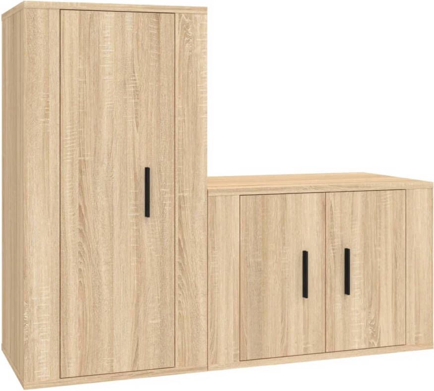 The Living Store TV-meubelset Sonoma Eiken Wandgemonteerd 57x34.5x40 cm 40x34.5x80 cm Hoogwaardig hout