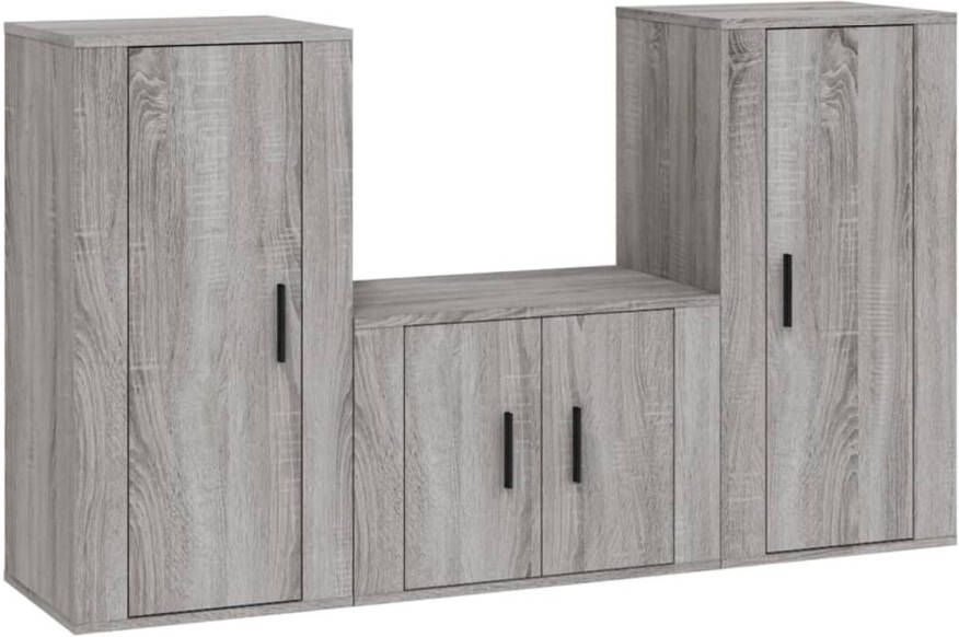 The Living Store TV-meubelset Wandgemonteerd 1x 57x34.5x40 cm 2x 40x34.5x80 cm Grijs Sonoma Eiken - Foto 1