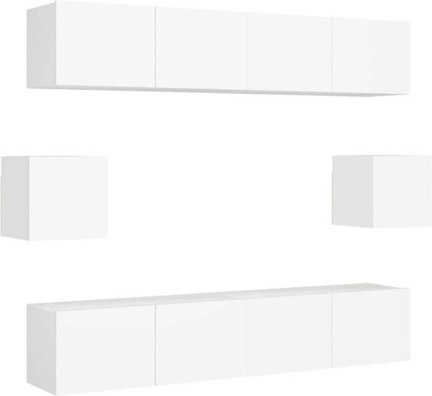 The Living Store TV Wandmeubel Set 4x 80x30x30 cm + 2x 30.5x30x30 cm Opvallend design praktisch