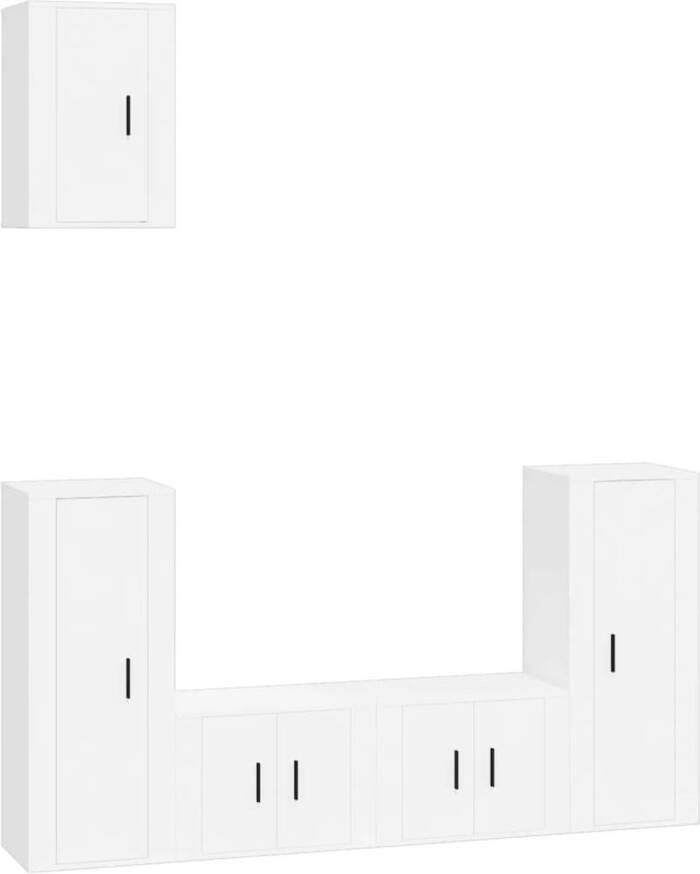The Living Store TV-meubelset Wit 57 x 34.5 x 40 cm 40 x 34.5 x 80 cm 40 x 34.5 x 60 cm TV-meubel Salontafel Witte Meubels Houten Meubels Wandmontage