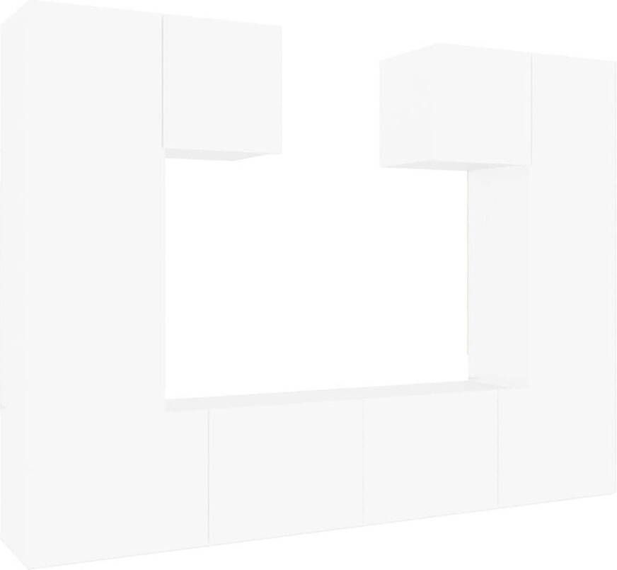 The Living Store vidaXL 6-delige Tv-meubelset bewerkt hout wit TV Kast Salontafel Wandmontage Houten Tv Stand Wit Tv Meubel