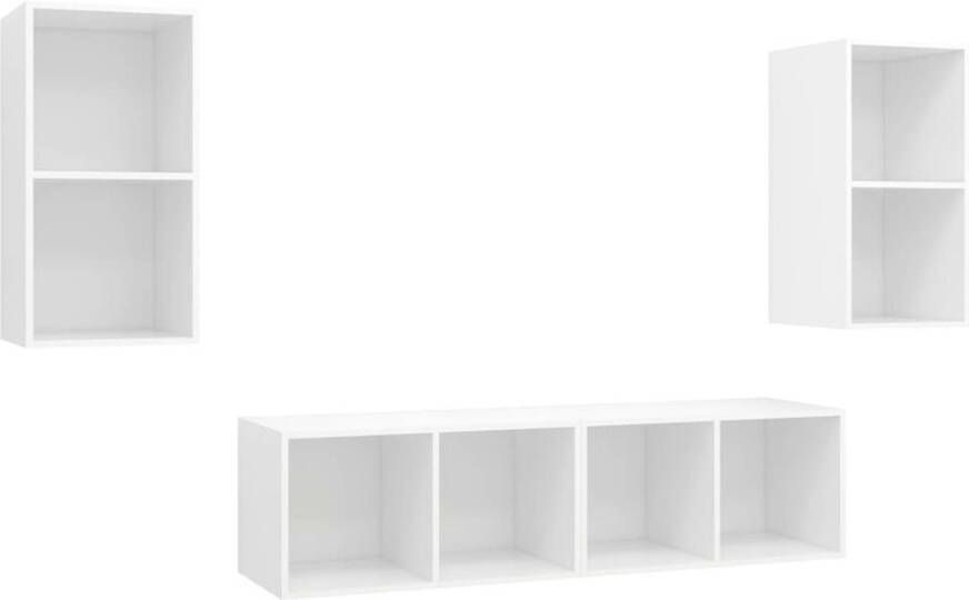 The Living Store TV-meubelset wit spaanplaat 37 x 37 x 72 cm (B x D x H) 4 x tv-meubel