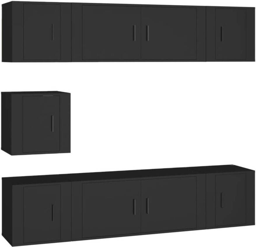 The Living Store TV-meubelset Zwart 2x100x34.5x40 cm en 5x40x34.5x40 cm