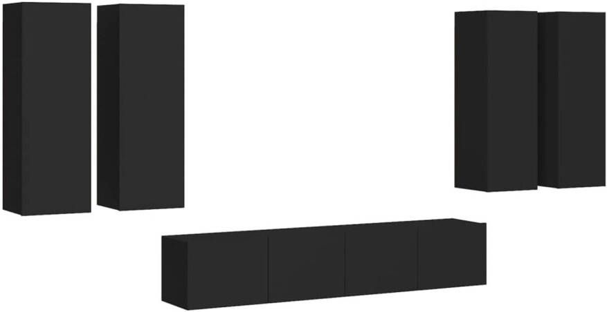 The Living Store TV Meubelset Zwart 80x30x30cm + 30.5x30x90cm
