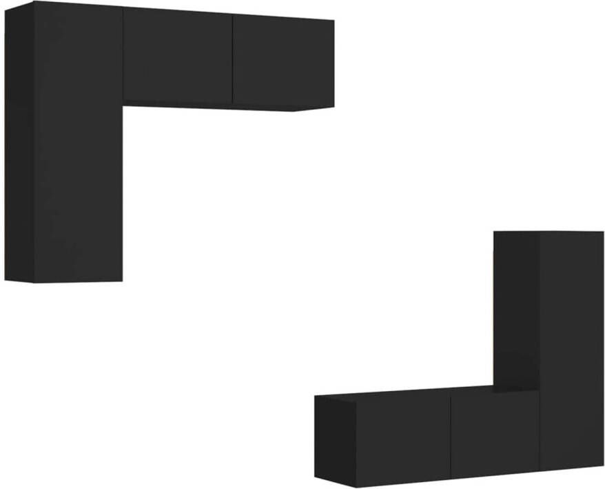 The Living Store TV-meubelset zwart spaanplaat 80 x 30 x 30 cm 30.5 x 30 x 90 cm
