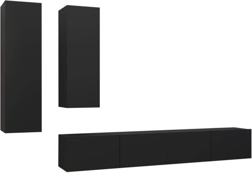 The Living Store TV-meubelset zwart spaanplaat montage vereist