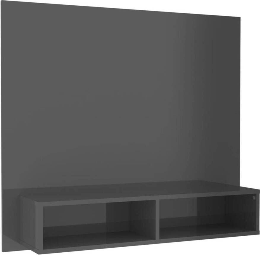 The Living Store TV-wandmeubel Hifi-kast Hoogglans grijs 102x23.5x90cm Duurzaam