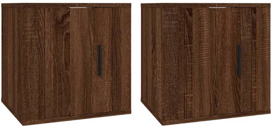 The Living Store TV-Wandmeubel Bruineiken 40 x 34.5 x 40 cm Bewerkt Hout