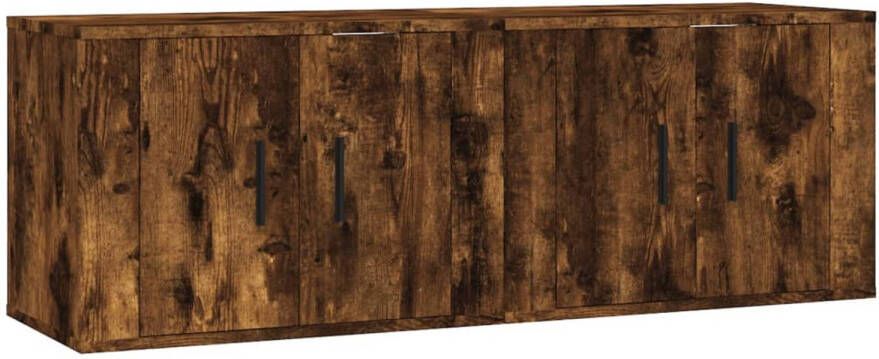 The Living Store TV-wandmeubel Gerookt eiken 57 x 34.5 x 40 cm Strak en klassiek design Duurzaam materiaal TV-meubel Wandmontage Bruin Houten TV-stand Tv Kast