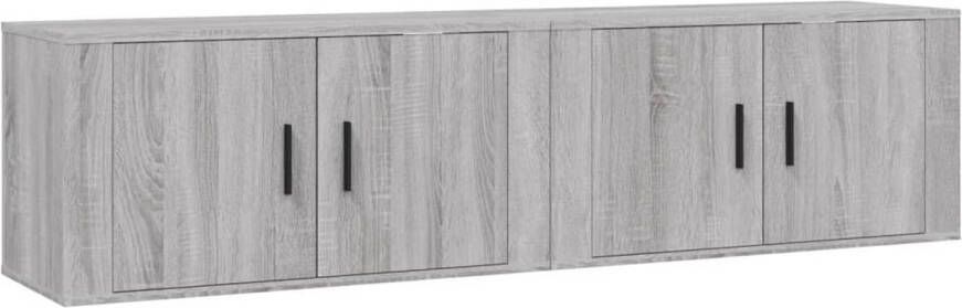 The Living Store TV-wandmeubel Grijs sonoma eiken Set van 2 80 x 34.5 x 40 cm Duurzaam hout