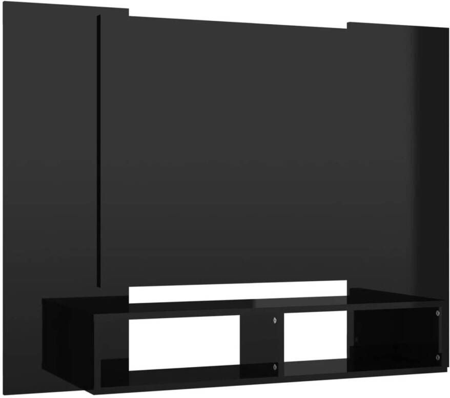 The Living Store Tv-wandmeubel 120x23-5x90 cm spaanplaat hoogglans zwart Kast