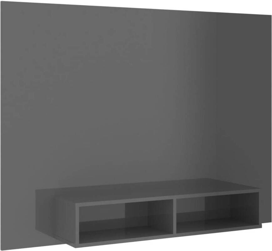 The Living Store Tv-wandmeubel 135x23-5x90 cm spaanplaat hoogglans grijs Kast
