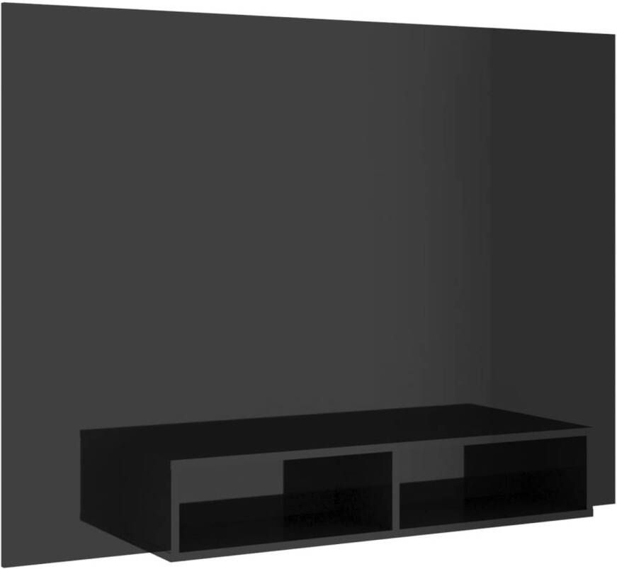 The Living Store TV-wandmeubel Hifi-kast Hoogglans zwart 135 x 23.5 x 90 cm Spaanplaat - Foto 1
