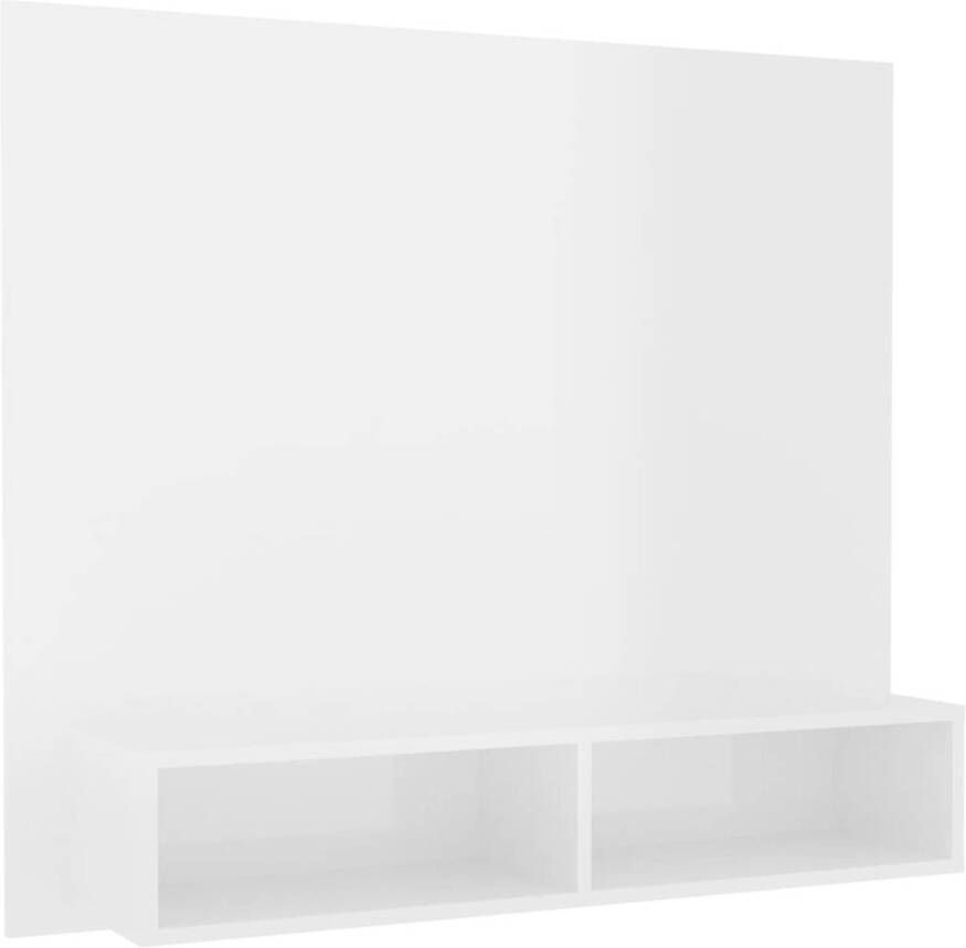 The Living Store TV-wandmeubel hoogglans wit 102 x 23.5 x 90 cm spaanplaat