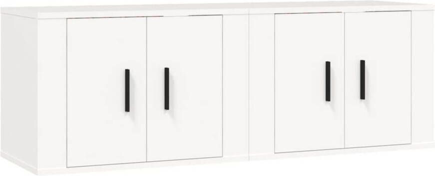 The Living Store TV-wandmeubel klassiek design televisiewandmeubelen Afmetingen- 57 x 34.5 x 40 cm Kleur- wit Materiaal- bewerkt hout