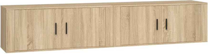 The Living Store TV Wandmeubel Sonoma Eiken 100 x 34.5 x 40 cm Duurzaam materiaal Voldoende opbergruimte Wandgemonteerde functie Stevig blad Praktische deuren Inclusief handleiding 2x tv-wandmeubel - Foto 1