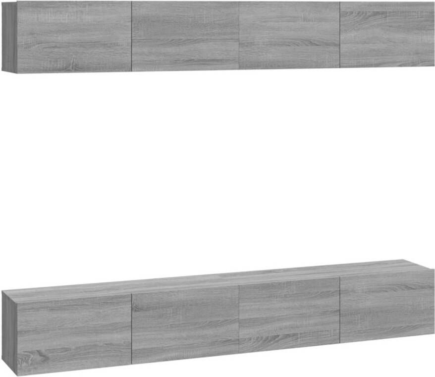 The Living Store Tv-wandmeubel Sonoma eiken Set van 4 100x30x30 cm Bewerkt hout