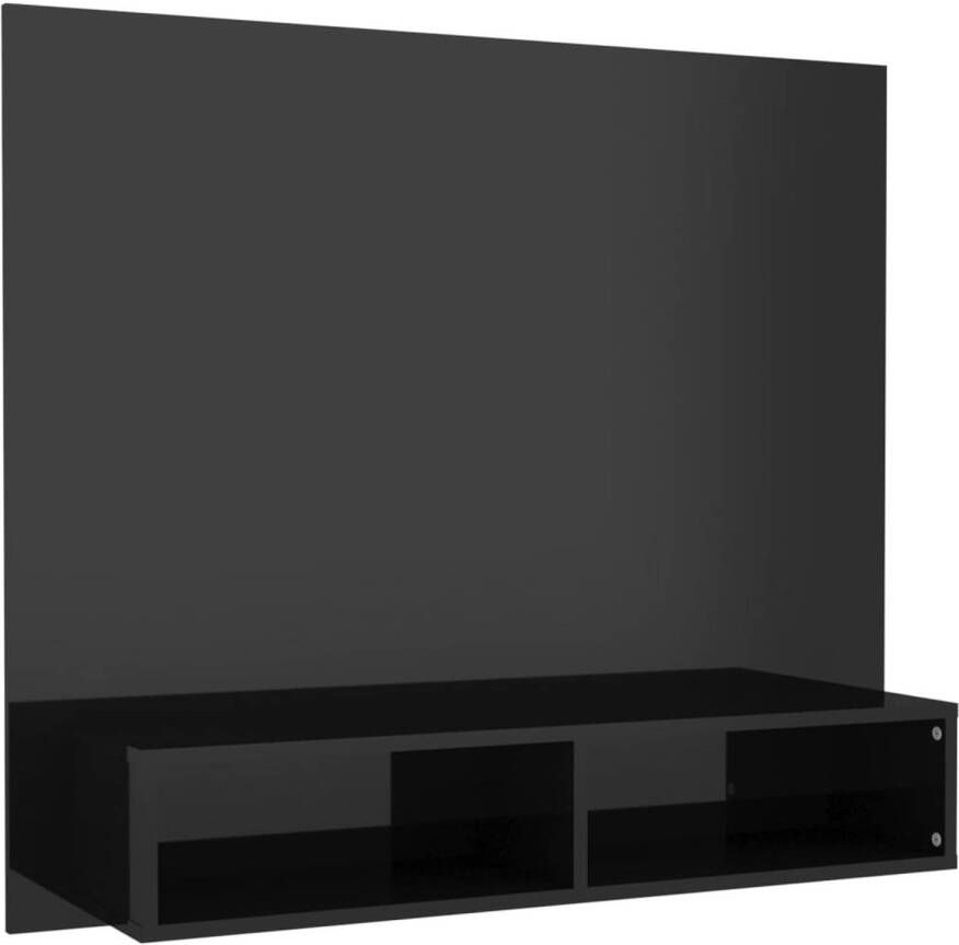 The Living Store TV-wandmeubel Spaanplaat 102x23.5x90 cm Hoogglans zwart