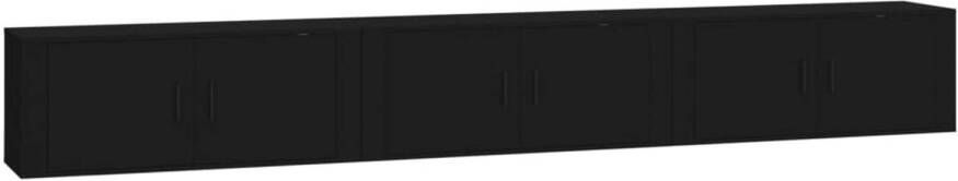 The Living Store TV-wandmeubel zwart bewerkt hout 100 x 34.5 x 40 cm strak en klassiek design - Foto 1