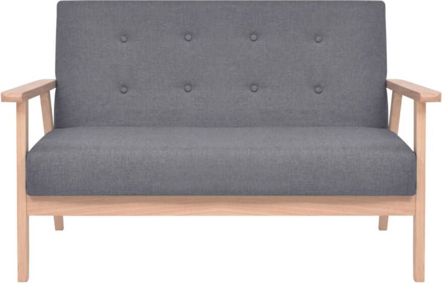 The Living Store Comfortabele 2-zitsbank Donkergrijs 113.5 x 67 x 73.5 cm Polyester stof Houten frame