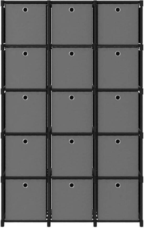 The Living Store Vakkenkast 15 boxen zwart grijs 103x30x175.5cm