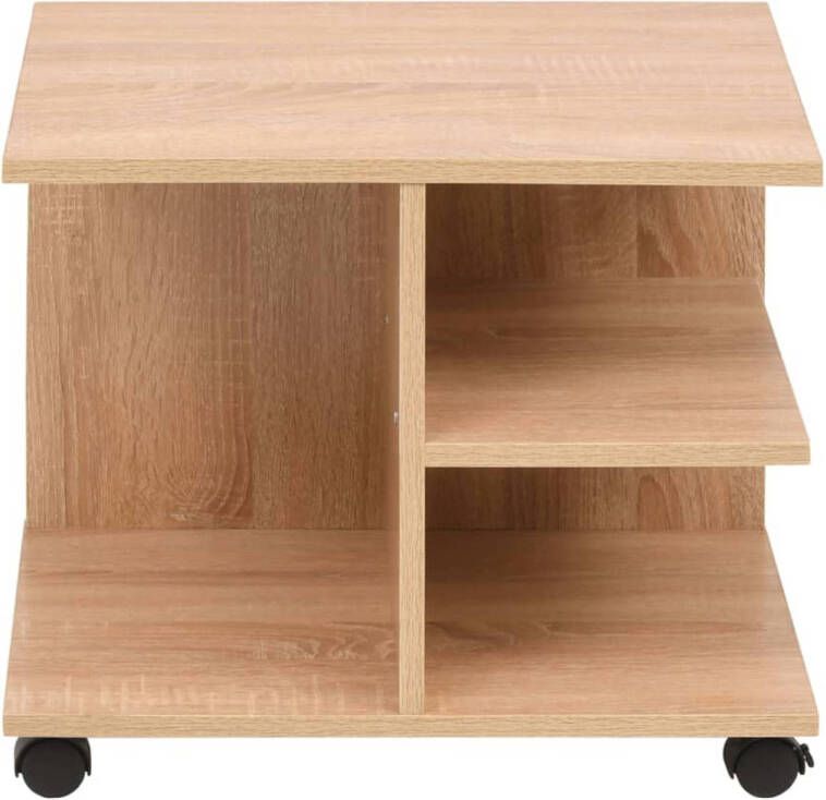 The Living Store Verrijdbare Plankenkast Eiken 50x35x42 cm Met opbergvakken en wieltjes Plankenschrank Rollageschrank Opslagkast Meubilair Eiken Kleur