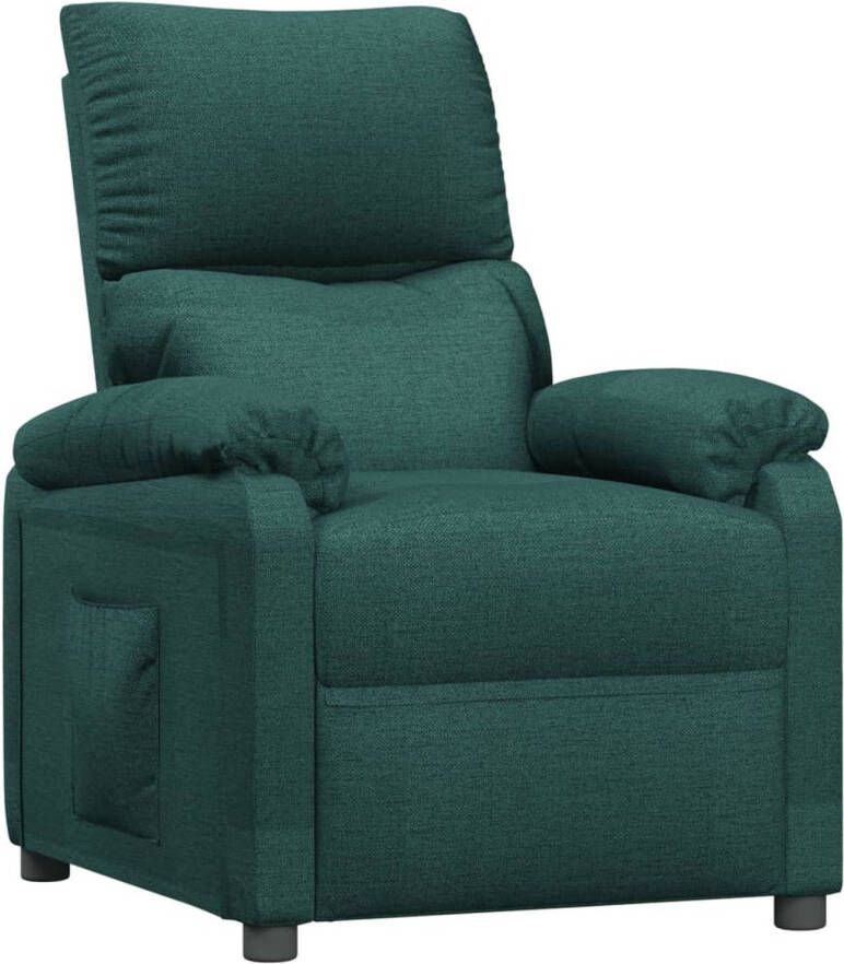 The Living Store Verstelbare Fauteuil Donkergroen Stof Hout 71.5x138x80cm - Foto 1