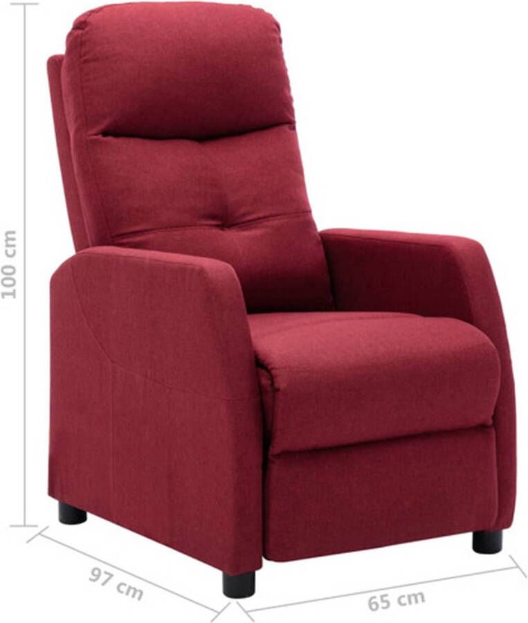 The Living Store Verstelbare Stoel Fauteuil Stof 65x97x100 cm Wijnrood
