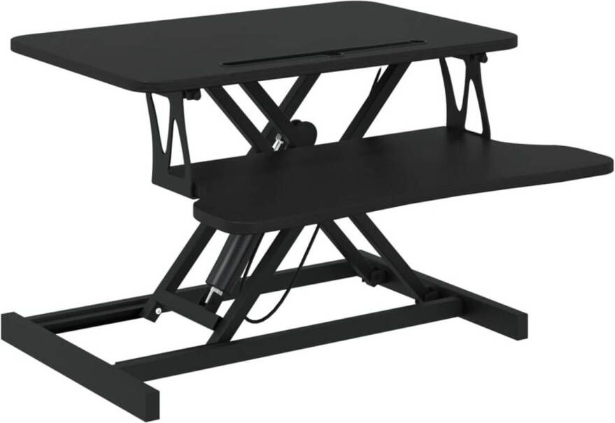 The Living Store Bureau verstelbaar 60x40x(13-41 5) cm staal en bewerkt hout Verstelbaar Bureau Kantoorbureau Computerbureau Ergonomisch Bureau Staal Bureau