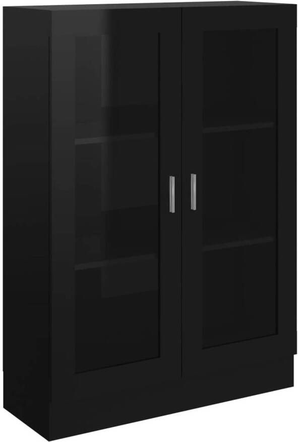 The Living Store Vitrinekast Hoogglans zwart 82.5 x 30.5 x 115 cm Stevig en duurzaam