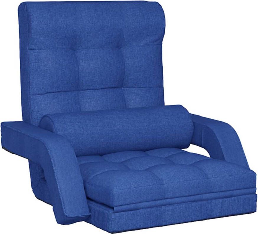 The Living Store Vloerstoel met bedfunctie inklapbaar stof blauw Chaise longue - Foto 1