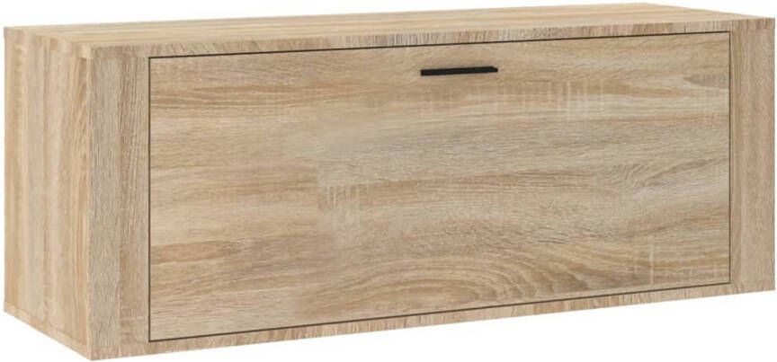 The Living Store Wandschoenenkast 100x35x38 cm bewerkt hout sonoma eiken Schoenenkast Muur Wandkasten Schoenen Organisatie Houten Schoenenkast Compact Schoenenkast