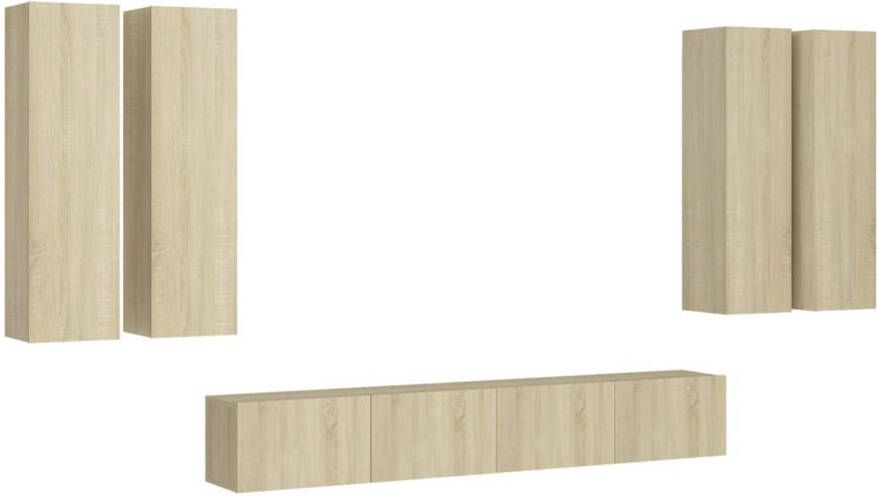 The Living Store Wand-TV Meubelset Sonoma Eiken 4x 30.5 x 30 x 110 cm + 2x 100 x 30 x 30 cm