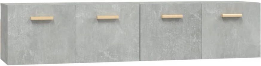The Living Store Wandkasten 2 st 80x35x36-5 cm bewerkt hout betongrijs Kast