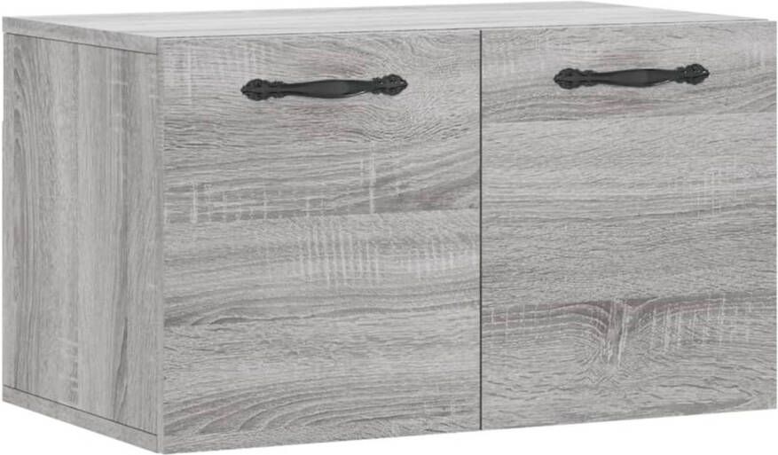 The Living Store Wandkast Decoratieve en praktische toevoeging Zwevende opbergkast Afmeting- 60 x 36.5 x 35 cm Ken- Displayfunctie Kleur- Grijs Sonoma Eiken Materiaal- Bewerkt hout