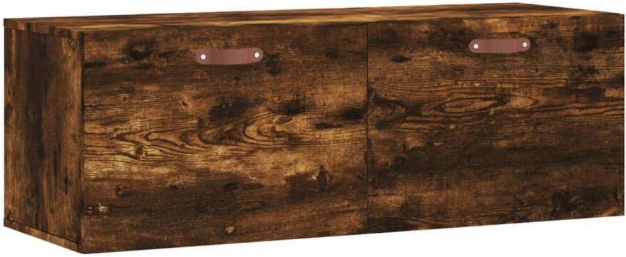 The Living Store Wandkast Gerookt Eiken Opbergkast 100x36.5x35 cm Duurzaam Hout